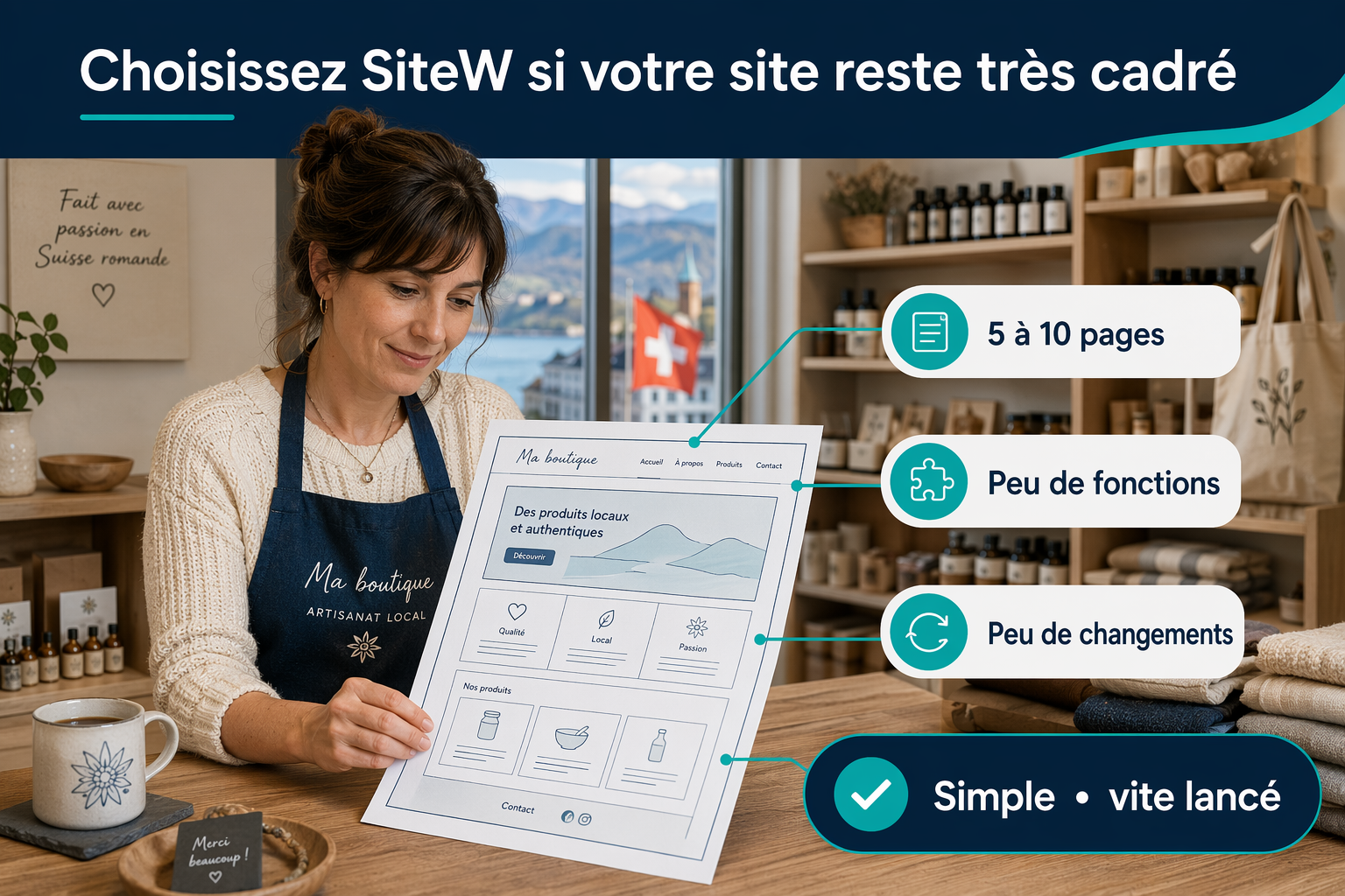 Diagramme comparatif des sites vitrines simples avec SiteW