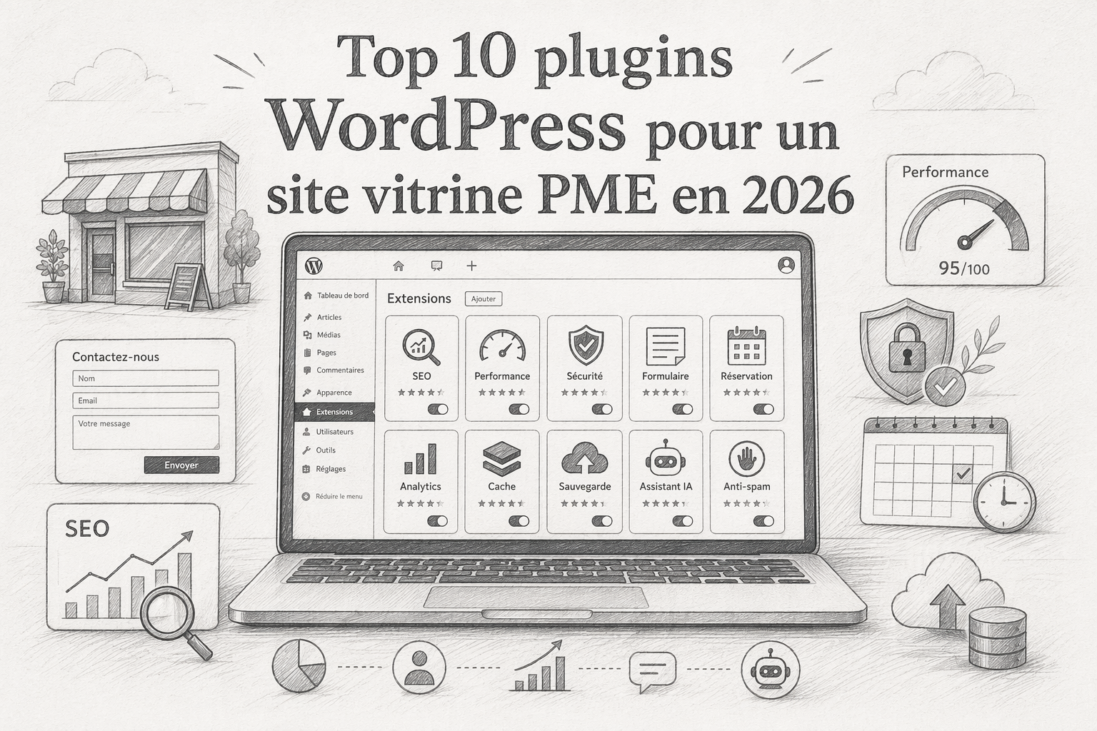 Top 10 plugins WordPress pour un site vitrine PME en 2026