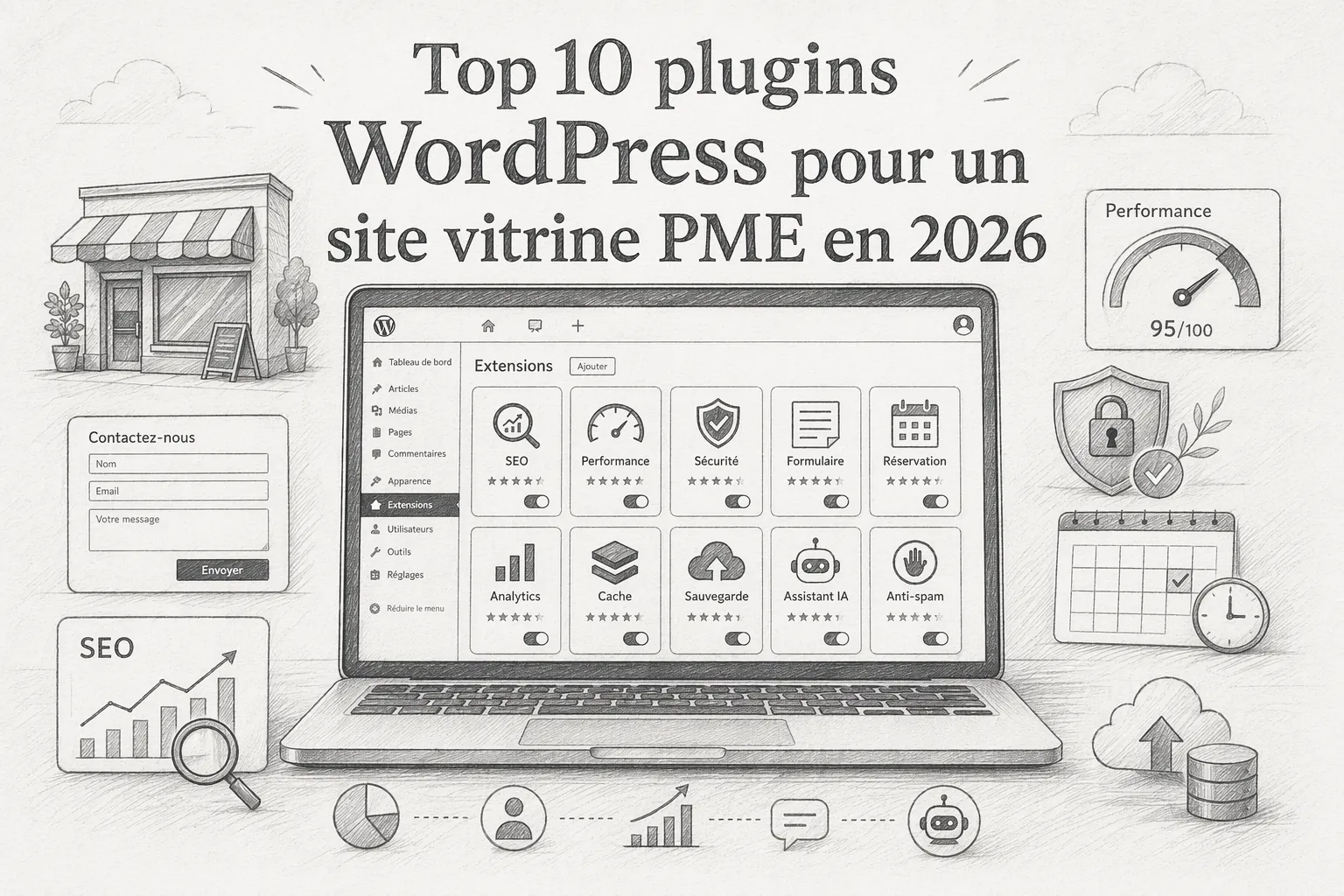 Top 10 plugins WordPress pour un site vitrine PME en 2026