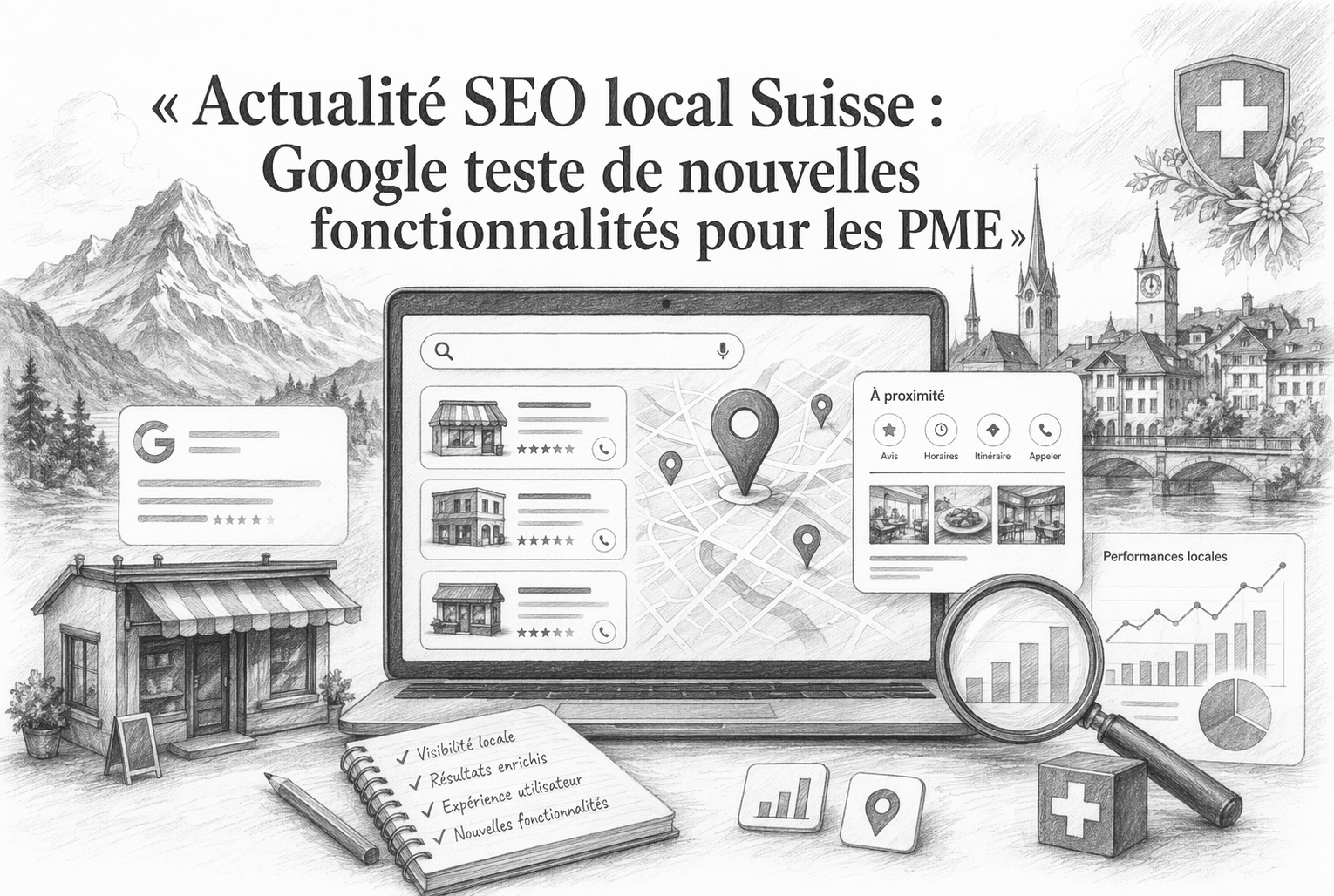 Actualité SEO local Suisse : Google teste de nouvelles fonctionnalités pour les PME