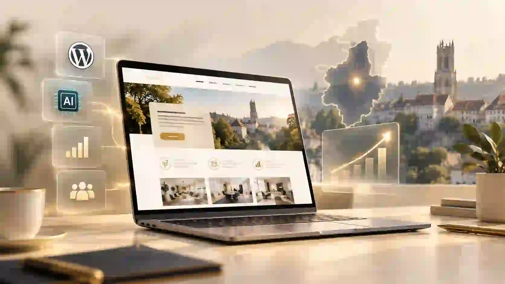 Site WordPress sur mesure pour PME de Fribourg avec intégration IA et contexte local